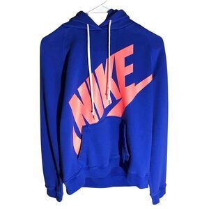 Nike royal blue neon orange hoodie pullover womens XL